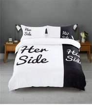 Load image into Gallery viewer, Black &amp; White Her Side His Side Bedding Set