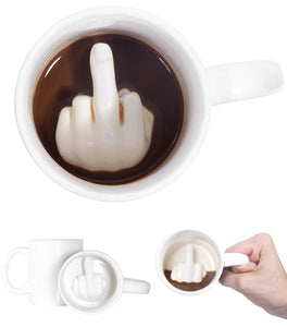 Ceramic White Middle Finger Mug