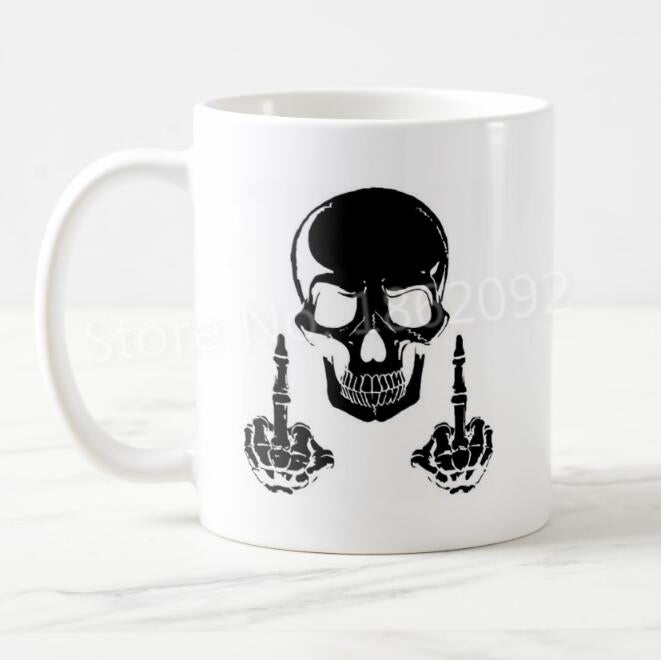 Skull Middle Finger Coffee Mug