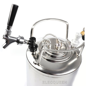 2.5 Gallon 10L Cornelius Keg Style Stainless Steel Beer Faucet tap & CO2 Keg Charger Kit