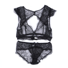 Load image into Gallery viewer, Embroidery Floral Lace Sheer Thongs - Super Push Up Bralette