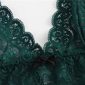 Green Sexy Floral Lace Cami Lingerie