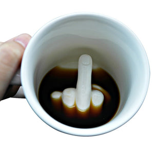 Ceramic White Middle Finger Mug