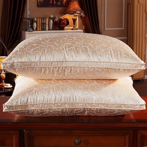 Silk Jacquard White Goose Down Pillow