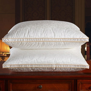 Silk Jacquard White Goose Down Pillow