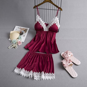 Satin and Lace Two Piece Sleepwear