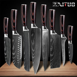 8"inch Japanese Kitchen Knives - Damascus Pattern