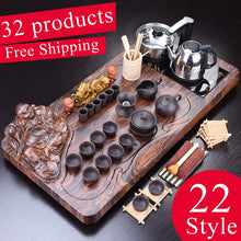 Load image into Gallery viewer, 32pc Solid Wood Ceremonial Tea Set