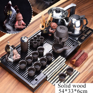 32pc Solid Wood Ceremonial Tea Set