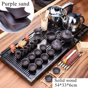 32pc Solid Wood Ceremonial Tea Set