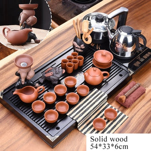 32pc Solid Wood Ceremonial Tea Set