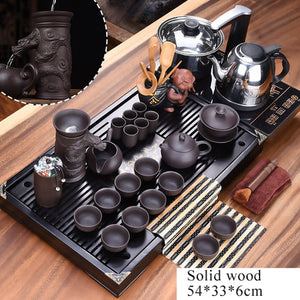 32pc Solid Wood Ceremonial Tea Set