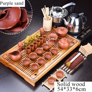 32pc Solid Wood Ceremonial Tea Set