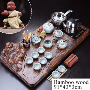 32pc Solid Wood Ceremonial Tea Set