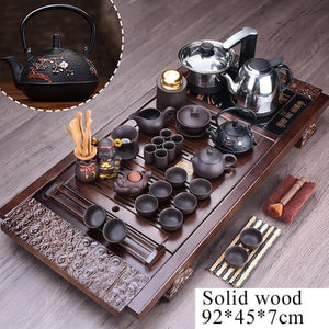 32pc Solid Wood Ceremonial Tea Set