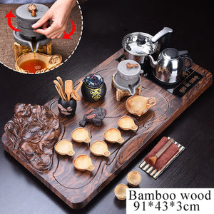 32pc Solid Wood Ceremonial Tea Set