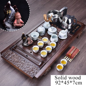 32pc Solid Wood Ceremonial Tea Set