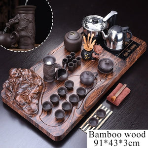 32pc Solid Wood Ceremonial Tea Set