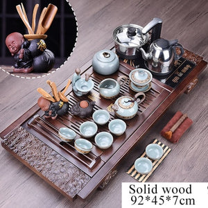 32pc Solid Wood Ceremonial Tea Set