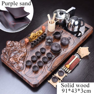 32pc Solid Wood Ceremonial Tea Set