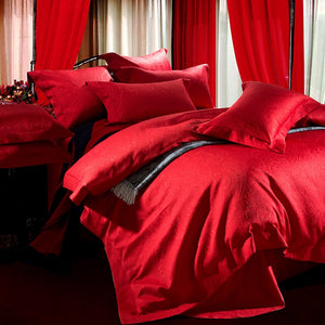 Red Paisley Pattern Jacquard 4pcs Comforter Bedding Set