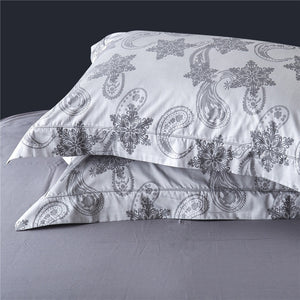 Luxury Gray Paisley Star Jacquard Bedding 4Pcs Set