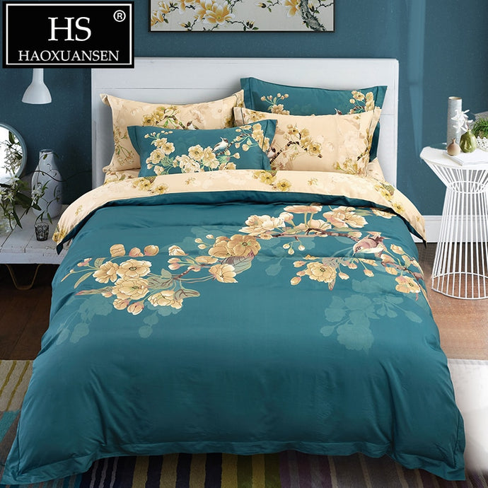 Luxury 3D Floral Print Brushed Egyptian Cotton Quilt Cover