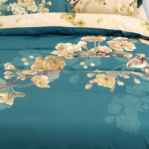 Luxury 3D Floral Print Brushed Egyptian Cotton Quilt Cover