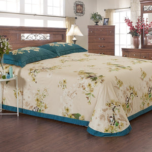 Luxury 3D Floral Print Brushed Egyptian Cotton Quilt Cover