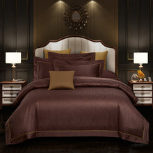 Load image into Gallery viewer, Luxury Brown Jacquard Bedding 4pcs Bed Linen Set