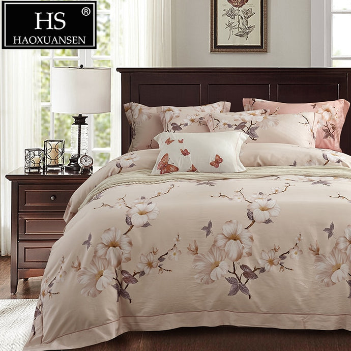 Gardenia Pattern Bedding Egyptian Cotton - 4pcs Set